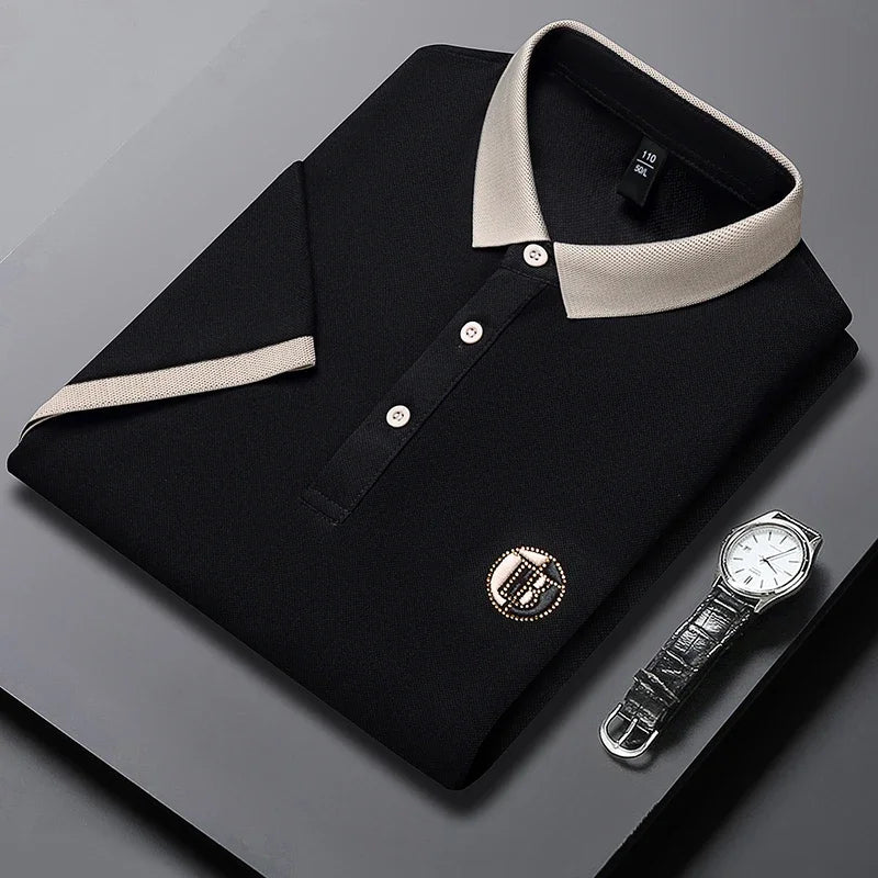 James Oxford Classic Contrast Collar Polo Shirt for Men