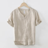 James Oxford Short Sleeve Relaxed Fit Linen Shirt for Men