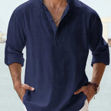 James Oxford Minimalist Mandarin Collar Shirt for Men