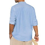 James Oxford Cotton Henley Shirt for Men