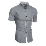 James Oxford Short Sleeve High Collar Shirt for Men