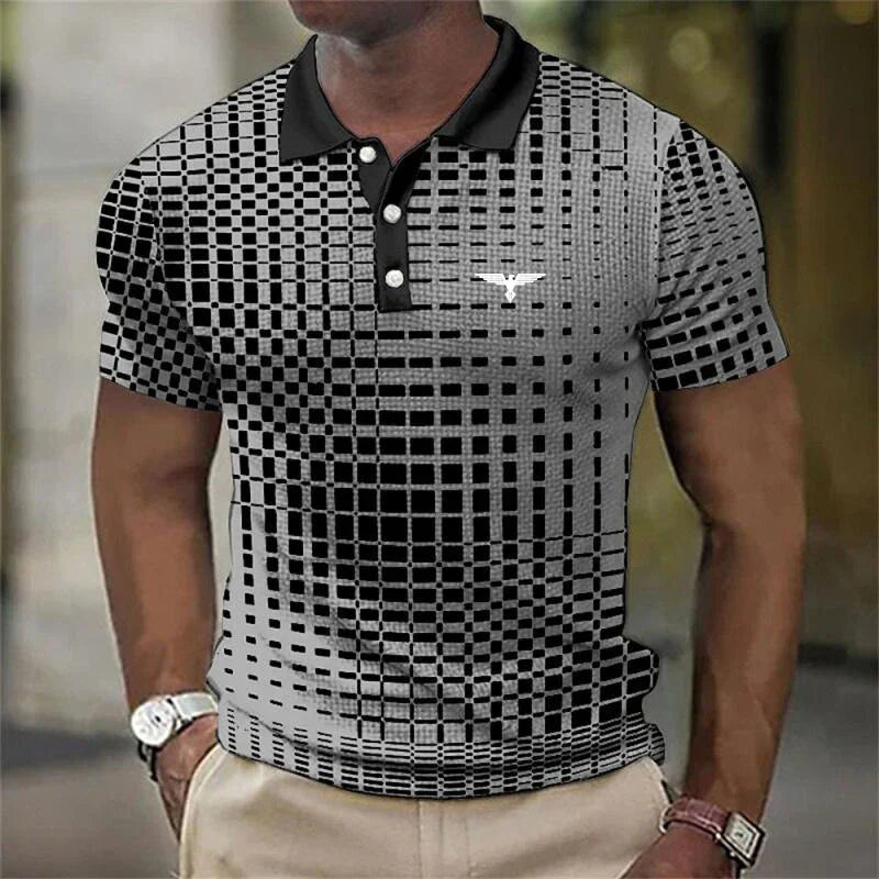 James Oxford Modern Geometric Print Polo Shirt for Men