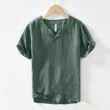 James Oxford Short Sleeve Relaxed Fit Linen Shirt for Men
