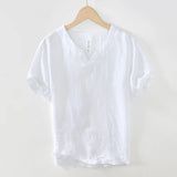 James Oxford Short Sleeve Relaxed Fit Linen Shirt for Men