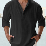 James Oxford Minimalist Mandarin Collar Shirt for Men
