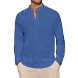James Oxford Cotton Henley Shirt for Men