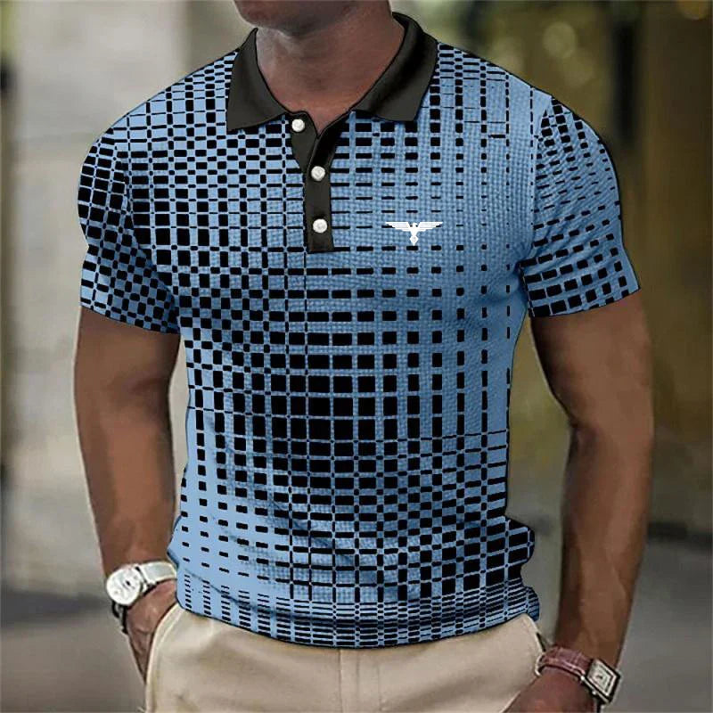 James Oxford Modern Geometric Print Polo Shirt for Men