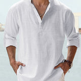 James Oxford Minimalist Mandarin Collar Shirt for Men