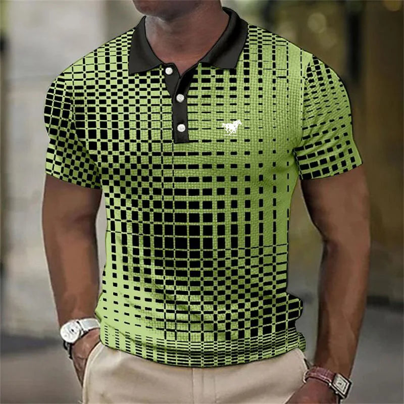 James Oxford Modern Geometric Print Polo Shirt for Men