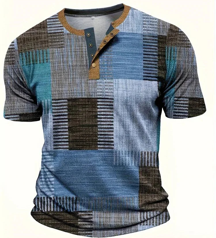 James Oxford Elegant Printed Patchwork T-Shirt for Men