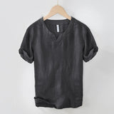 James Oxford Short Sleeve Relaxed Fit Linen Shirt for Men