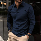 James Oxford Classic Long Sleeve Polo Shirt for Men