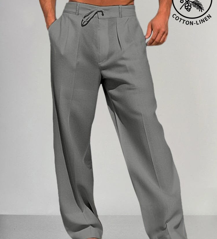 Torino - Straight Cotton-Linen Trousers