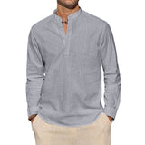 James Oxford Cotton Henley Shirt for Men