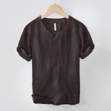 James Oxford Short Sleeve Relaxed Fit Linen Shirt for Men