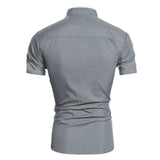 James Oxford Short Sleeve High Collar Shirt for Men