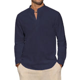 James Oxford Cotton Henley Shirt for Men