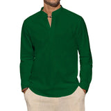 James Oxford Cotton Henley Shirt for Men