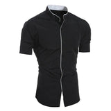 James Oxford Short Sleeve High Collar Shirt for Men