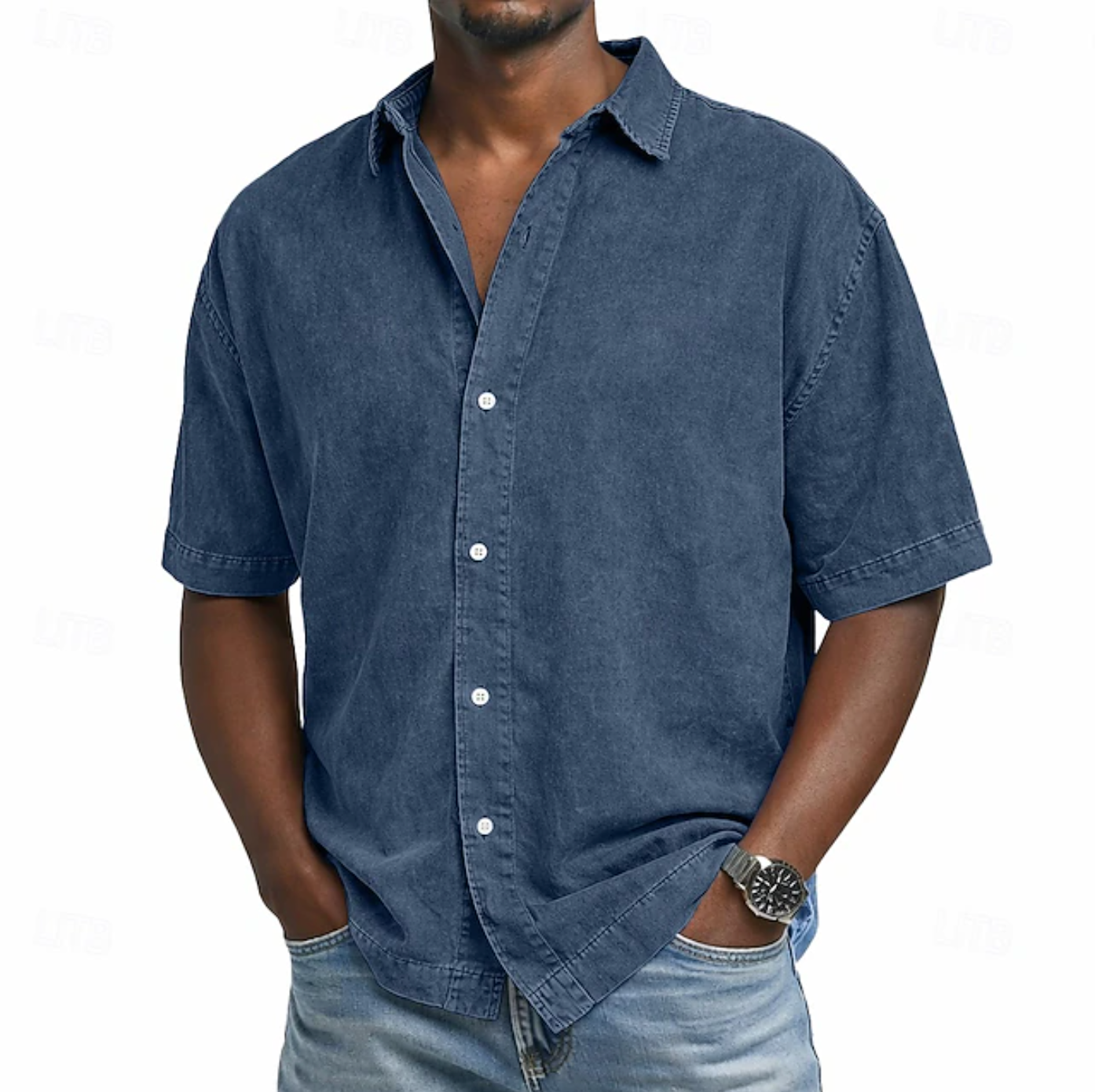 James Oxford Acid Wash Cotton Shirt for Men