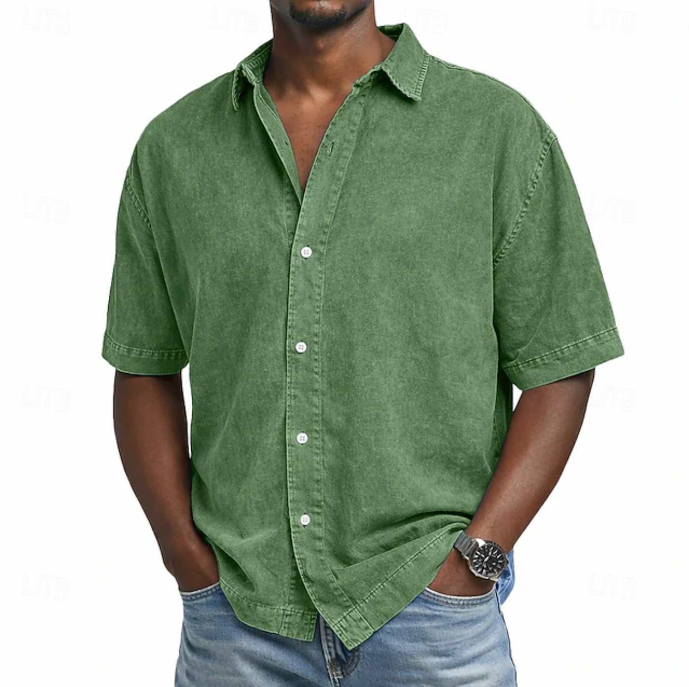 James Oxford Acid Wash Cotton Shirt for Men