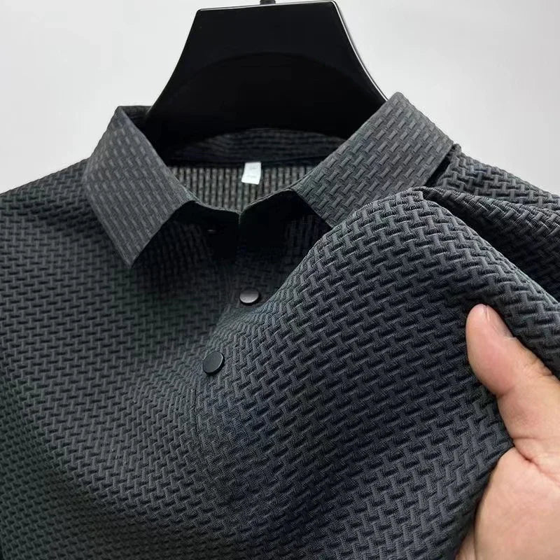 James Oxford Knit Short Sleeve Polo Shirt for Men