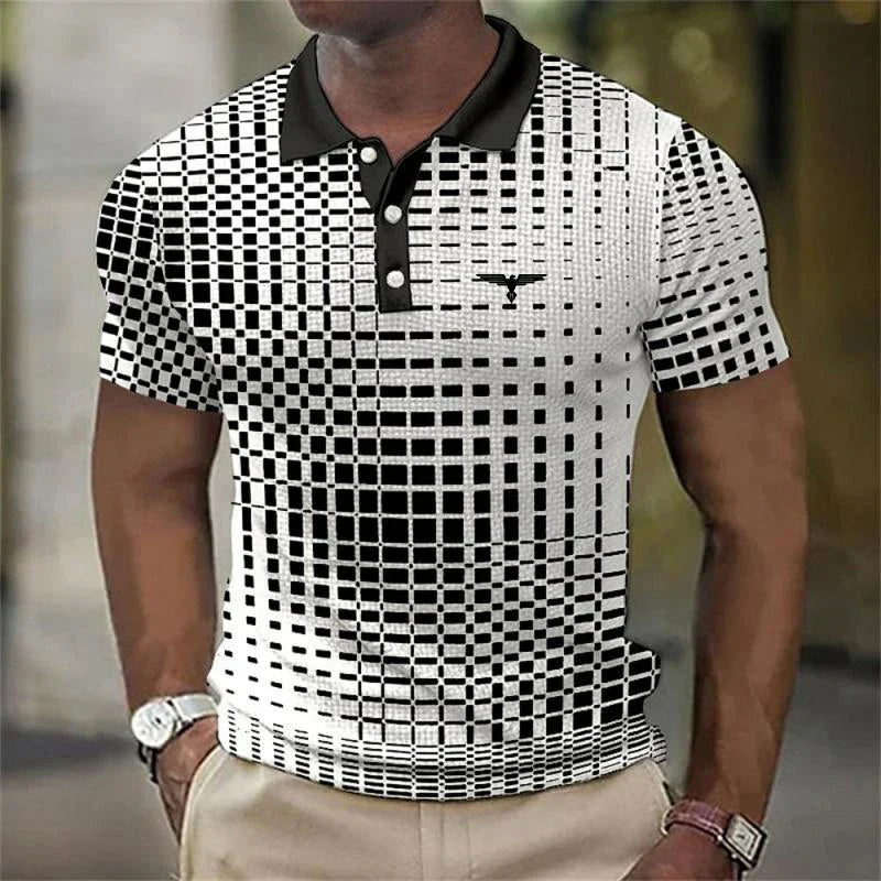 James Oxford Modern Geometric Print Polo Shirt for Men