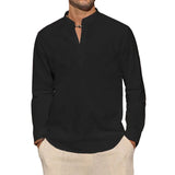 James Oxford Cotton Henley Shirt for Men