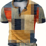 James Oxford Elegant Printed Patchwork T-Shirt for Men