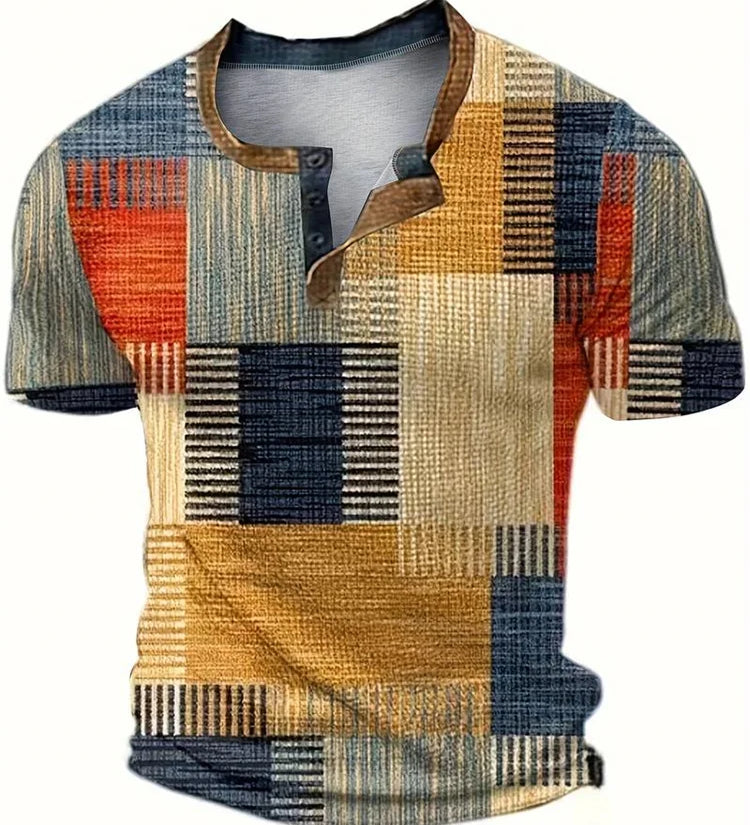 James Oxford Elegant Printed Patchwork T-Shirt for Men