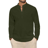 James Oxford Cotton Henley Shirt for Men