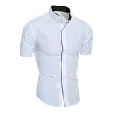 James Oxford Short Sleeve High Collar Shirt for Men