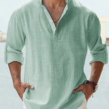 James Oxford Minimalist Mandarin Collar Shirt for Men