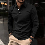 James Oxford Classic Long Sleeve Polo Shirt for Men