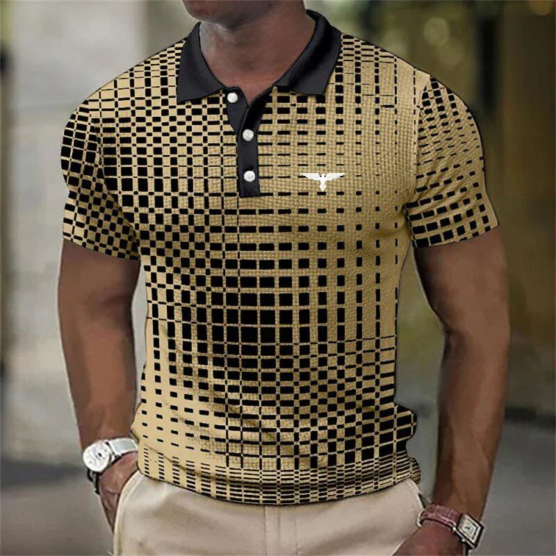 James Oxford Modern Geometric Print Polo Shirt for Men