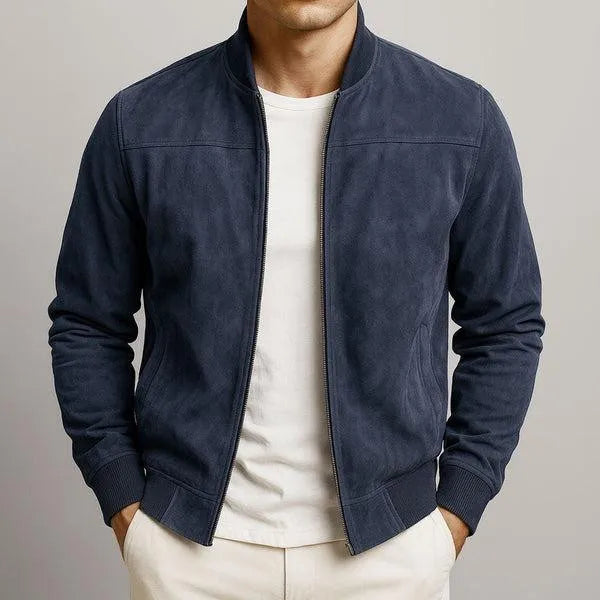 Tailored Suede Men's Jacket with Classic Zipper Design | Casual Long Sleeve Outerwear for Everyday Style