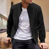 Tailored Suede Men's Jacket with Classic Zipper Design | Casual Long Sleeve Outerwear for Everyday Style