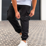 James Oxford Black Cargo Trousers