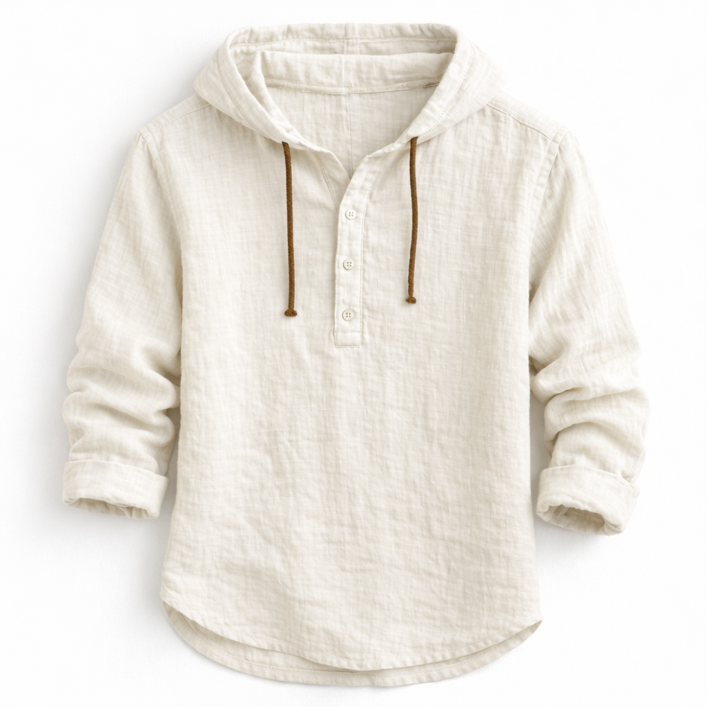 James Oxford Linen Hooded Shirt for Men