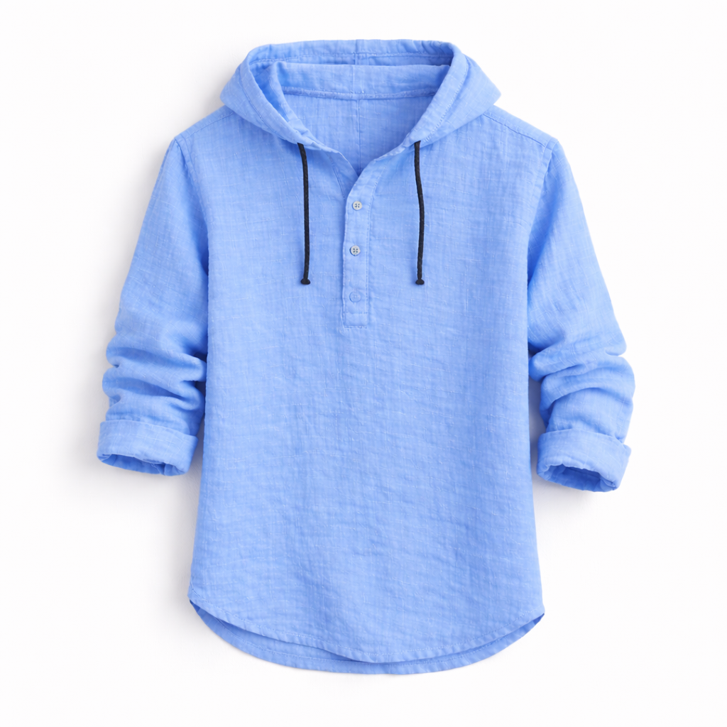 James Oxford Linen Hooded Shirt for Men