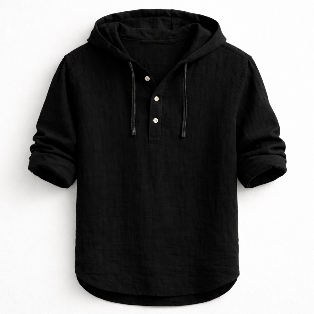 James Oxford Linen Hooded Shirt for Men