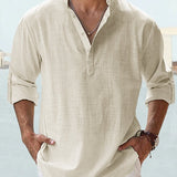 James Oxford Minimalist Mandarin Collar Shirt for Men