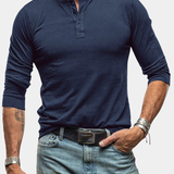 James Oxford Fitted Long Sleeve Henley T-Shirt for Men
