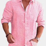 James Oxford Modern Fit Linen Button Shirt for Men