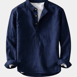 James Oxford Vintage Style Cotton-Linen Shirt for Men