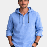 James Oxford Linen Hooded Shirt for Men