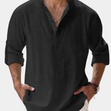 James Oxford Minimalist Mandarin Collar Shirt for Men