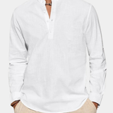 James Oxford Cotton Henley Shirt for Men