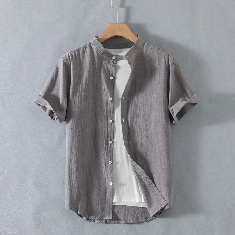 Calder Open Collar Cotton Shirt