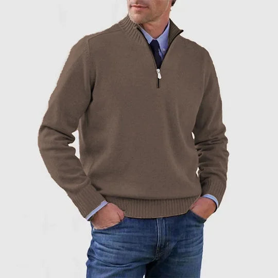Elegant Men's Mid-Zip Jumper